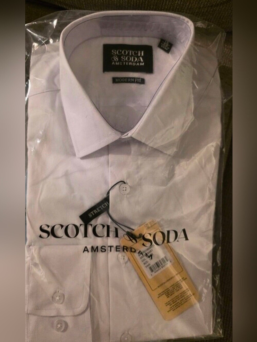 Scotch & Soda Amsterdam Men's Modern Fit 4-Way White Stretch Dress Shirt NIPWT